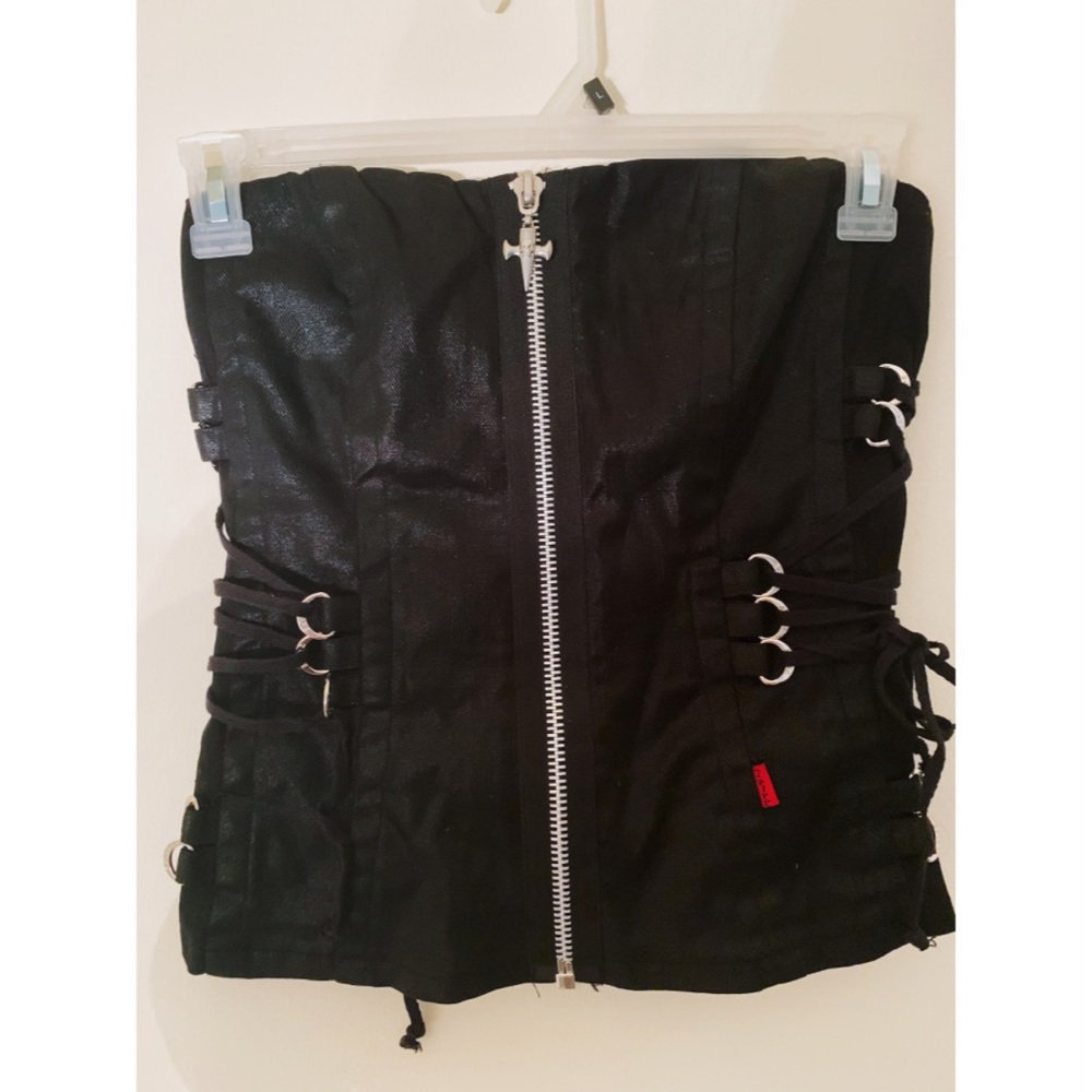 Tripp Vintage Black Glittery Corset Top Size Small